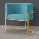 Ver imagem 2 de Poltrona Decorativa Sala Estar Recepção Escritório Luana Base Gold Veludo Azul Turquesa - Montanaris