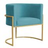 Poltrona Decorativa Sala Estar Recepção Escritório Luana Base Gold Veludo Azul Turquesa - Montanaris - 1