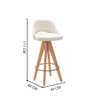 Banqueta Nicole Linho Bege Base Giratória Madeira - 3