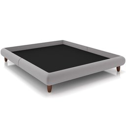 Cama Casal King Base Box Pés de Madeira 210cm Otto P05 Veludo Cinza - Lyam Decor - 1