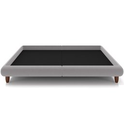 Cama Casal King Base Box Pés de Madeira 210cm Otto P05 Veludo Cinza - Lyam Decor - 4