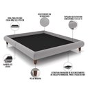 Ver imagem 3 de Cama Casal King Base Box Pés de Madeira 210cm Otto P05 Veludo Cinza - Lyam Decor