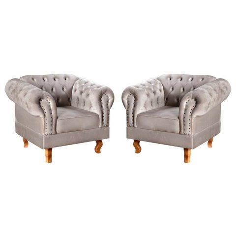 Conjunto 2 Poltronas Dom Pedro Cor:Veludo Capuccino 250