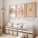 Ver imagem 1 de Kit 3 Quadros Decorativos Infantil | Natureza, Flores - Boho Natural NO2 - 40x60 - Moldura Madeira
