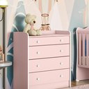 Ver imagem 3 de Cômoda com Trocador e 4 Gavetas Aurora Rosa Acetinado