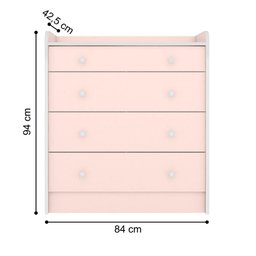 Cômoda com Trocador e 4 Gavetas Aurora Rosa Acetinado - 2