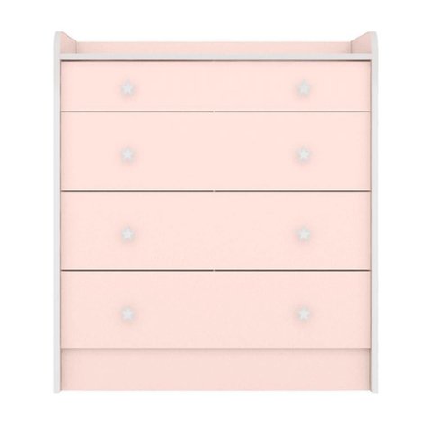 Cômoda com Trocador e 4 Gavetas Aurora Rosa Acetinado