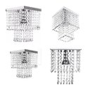 Ver imagem 1 de Kit C/ 2 Lustres De Cristal Acrílico Para Sala De Estar E Jantar, Com 25Cm De Altura