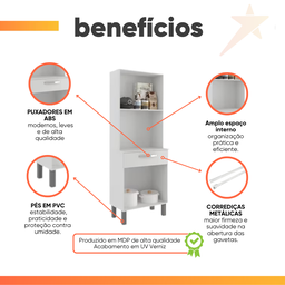 Armário de Cozinha Paneleiro 4 Portas 1 Gaveta Balli - 5