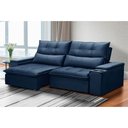 Ver imagem 2 de Sofá Retrátil Reclinável 3 Lugares 210cm Moritz F05 Veludo Azul - Mpozenato