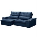 Ver imagem 1 de Sofá Retrátil Reclinável 3 Lugares 210cm Moritz F05 Veludo Azul - Mpozenato