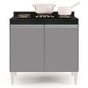 Ver imagem 2 de Balcão para Cooktop 80cm 2 Portas Flórida Preto/cinza - Lumil