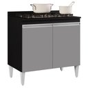 Ver imagem 1 de Balcão para Cooktop 80cm 2 Portas Flórida Preto/cinza - Lumil