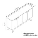 Ver imagem 3 de Balcao Buffet Atlanta 4 Portas 164 Cm Off White Nature Tebar
