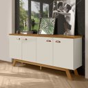 Ver imagem 7 de Balcao Buffet Atlanta 4 Portas 164 Cm Off White Nature Tebar