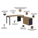 Ver imagem 5 de Mesa Escritório em L com Balcão e 2 Estantes Industrial Idea A03 Nogal Sevilha Preto - Lyam Decor