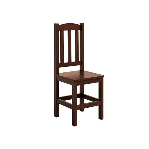 Cadeira Castanho de Madeira Maciça Pinus Reforçada para Mesa de Jantar Dm