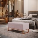 Ver imagem 2 de Puff Decorativo Sala De Estar Cléo 90cm Base De Ferro Cobre W01 Suede Rosê - Lyam Decor