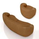 Ver imagem 5 de Conjunto Sofá Sala de Estar Bipartido 318cm 2 Poltronas Clarke Pu Caramelo Manchado G45 - Gran Belo