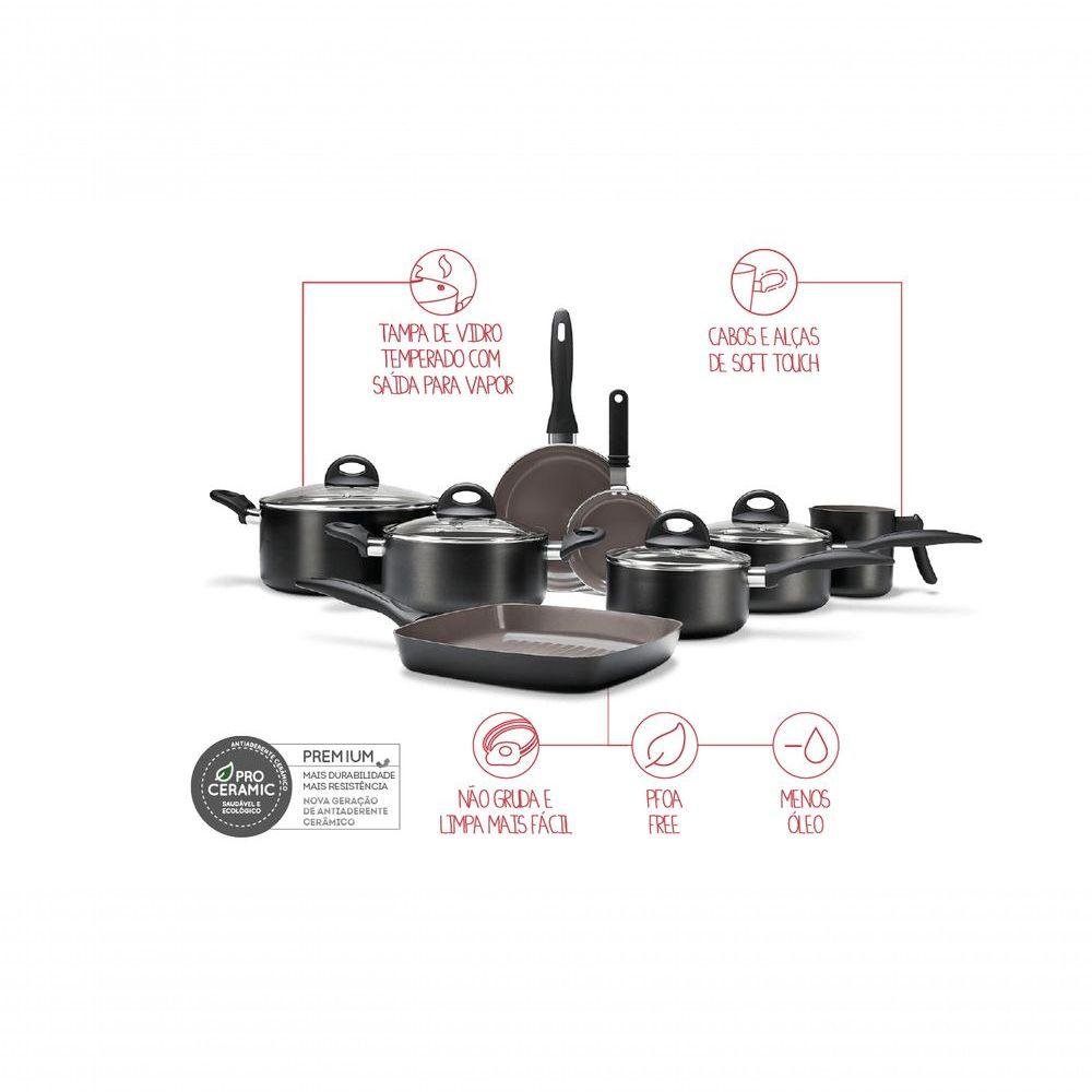 Jogo de Panelas Antiaderente Ceramic Life Smart Plus 8 Peças Preto - 4