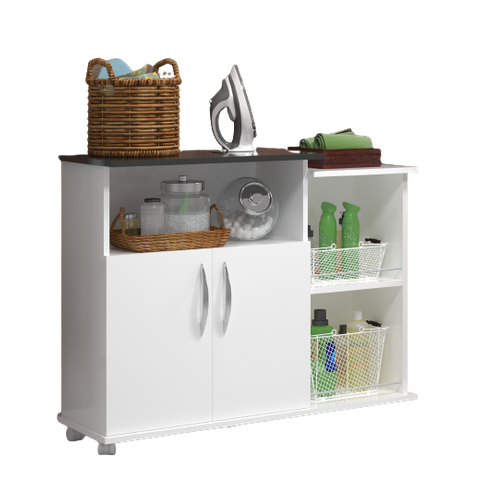 Armário Microondas Multiuso Cozinha Bebedouro Preto ClickForte Armário Fruteira Branco