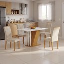 Ver imagem 1 de Mesa de Jantar Kit 4 Cadeiras MDF/MDP Freijó Off-White/Palha