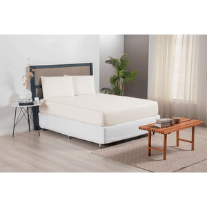 Jogo de Lençol Casal Queen Size Versatile Ponto Palito Simples 3 Peças Micropercal 300 Fios:palha