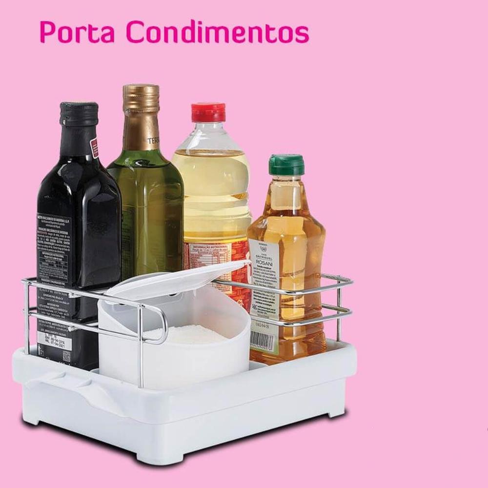 Suporte Porta Condimentos para Cozinha Branco Azeite Vinagre - 3