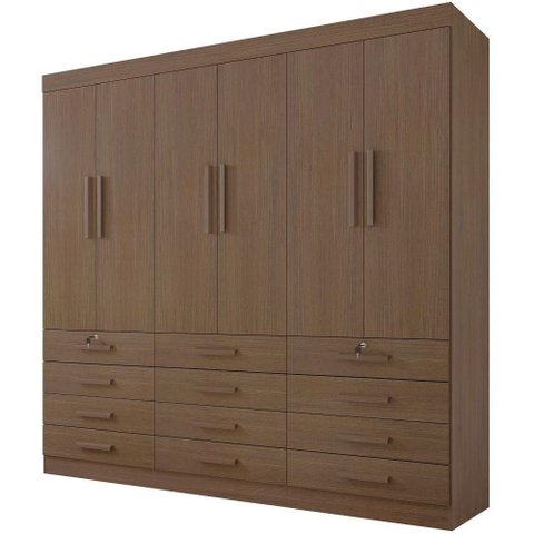Guarda Roupa Mônaco Plus Castanho 6 Portas 12 Gavetas D’doro