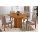 Ver imagem 4 de Conjunto: Mesa de Cozinha Maldivas Tampo Curvo 90cm+4 Cadeiras Maldivas Madeira Naturale - Capuccino