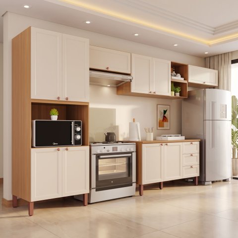 Cozinha Modulada Veneza 100% MDF Móveis Home | 10 Portas + 03 Gavetas