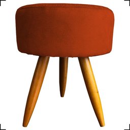 Puff Redondo Decorativo para Sala Quarto Penteadeira Pés Palito Suede Terracota - 1