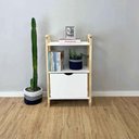 Ver imagem 1 de Aparador Linea Slim Moderno sem Porta 1 Gaveta Madeira Maciça 53cm Branco e Natural Artfactory