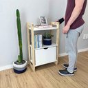 Ver imagem 2 de Aparador Linea Slim Moderno sem Porta 1 Gaveta Madeira Maciça 53cm Branco e Natural Artfactory