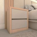 Ver imagem 2 de Cabeceira Solteiro e Mesa Lateral 2 Gavetas Mdf sob Medida Cor:carvalho Malva com Titânio