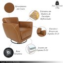 Ver imagem 3 de Kit 2 Poltronas Decorativas Valentina Sala de Estar Giratória Couro Caramelo Brilho G40 - Gran Belo