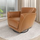 Ver imagem 2 de Kit 2 Poltronas Decorativas Valentina Sala de Estar Giratória Couro Caramelo Brilho G40 - Gran Belo