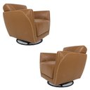 Ver imagem 1 de Kit 2 Poltronas Decorativas Valentina Sala de Estar Giratória Couro Caramelo Brilho G40 - Gran Belo