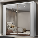 Ver imagem 1 de Guarda Roupa Casal 2 Portas Espelho Ripado 2,07 m Imperium Belmax:Branco