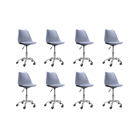 Cadeira Office Base Cromada Oficial com Rodízio Giratória Saarinen - Cinza - 8