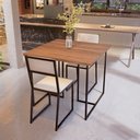 Ver imagem 4 de Conjunto Mesa de Jantar Quadrada Imbuia 2 Cadeiras Preta Riviera Industrial Don Castro Decor Riviera