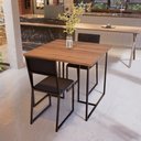 Ver imagem 1 de Conjunto Mesa de Jantar Quadrada Imbuia 2 Cadeiras Preta Riviera Industrial Don Castro Decor Riviera
