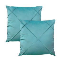 Kit 2 Capas para Almofada Drapeada em Veludo Quadrada 60x60 Várias Cores Cor:tiffany - 1
