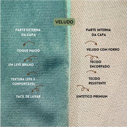 Kit 2 Capas para Almofada Drapeada em Veludo Quadrada 60x60 Várias Cores Cor:tiffany - 3