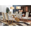 Ver imagem 1 de Kit Mesa Tampo Vidro 180cm Canto Reto + 6 Cadeiras Lunara Imbuia Creme