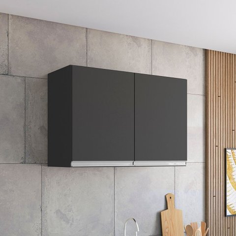 Armário Cozinha Aéreo 81cm com 2 Portas Leticia Cinza A01 - D’Rossi