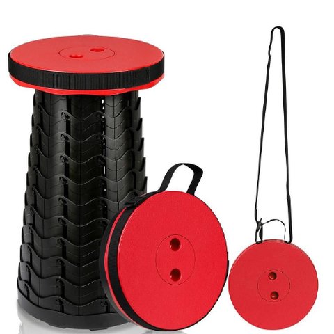 Mini Cadeira Dobrável Vermelha Camping Pesca Portátil 130kg