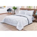 Ver imagem 1 de Kit Edredom + Jogo de Lençol Aconchego Look House Dupla Face Solteiro 04 Peças - Branco