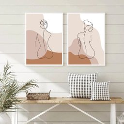 Kit 2 Quadros Nús Artísticos Tons de Bege 24x18cm - com Vidro:madeira Preta - 1 Kit 2 Quadros Nús Artísticos Tons de Bege 24x18cm - com Vidro:madeira Preta - 1