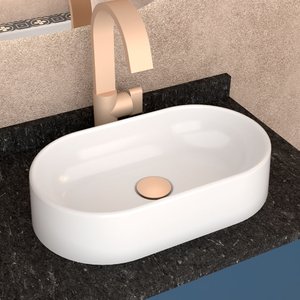 Cuba de Apoio para Banheiro em Mármore Sintético Nimbus Branco - Cozimax